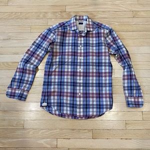Hickey designer plaid check button up shirt size small